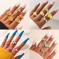 fashion contrast color heart flower bead butterfly oil drip ring setpicture24