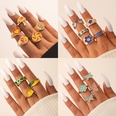 fashion contrast color heart flower bead butterfly oil drip ring setpicture27