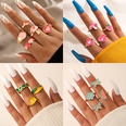 fashion contrast color heart flower bead butterfly oil drip ring setpicture28
