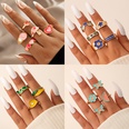 fashion contrast color heart flower bead butterfly oil drip ring setpicture29
