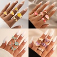 fashion contrast color heart flower bead butterfly oil drip ring setpicture22