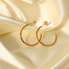 simple 30mm18K gold stainless steel C-type women's earrings