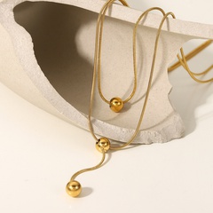 Mode einfache Doppelschicht-Halskette aus 18 Karat Gold-Edelstahl
