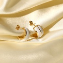 new fashion 14K gold stainless steel double layer white oil drop mini earringspicture8