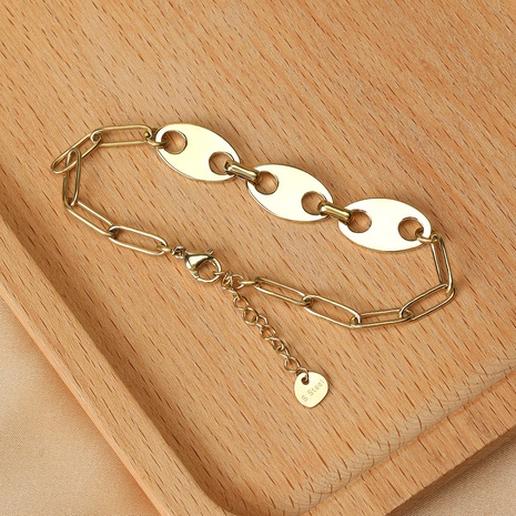 new stitching chain stainless steel gold-plated bracelet's discount tags