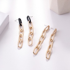 simple contrast color geometric tassel chain long earrings