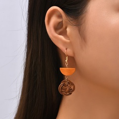 Bohemian simple wood braided geometric handmade earrings female