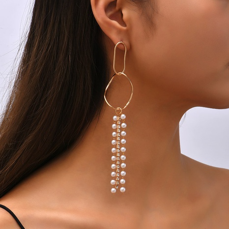 Boucles d'oreilles en alliage de diamants à griffes de gland de perles à long débit's discount tags