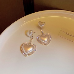 Fashion heart-shaped pearl female thin alloy earrings