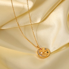 Mode-Edelstahl-18K-Gold-Sonne-Mond-geprägte Halskette