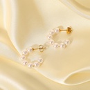 simple 20mm large pearl Cshaped 18K goldplated stainless steel earringspicture8