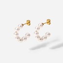 simple 20mm large pearl Cshaped 18K goldplated stainless steel earringspicture11
