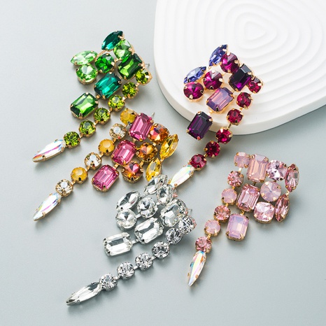 fashion shiny alloy inlaid glass diamond earrings wholesale's discount tags
