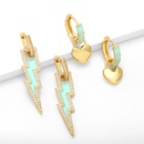 fashion long lightning heart drop oil copper 18K goldplated inlaid zircon earringspicture6