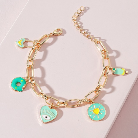 fashion cute dripping oil heart eye pendant bracelet's discount tags