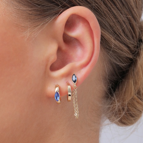 ensemble de boucles d'oreilles empilables en diamant en alliage de chaîne géométrique à la mode's discount tags