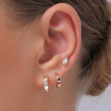 Ensemble de boucles d'oreilles créoles en alliage simple en verre avec strass empilés à la mode's discount tags