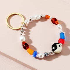 fashion Tai Chi color beaded pearl keychain bracelet