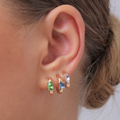 fashion stacked colorful rhinestone glass simple hoop earrings set
