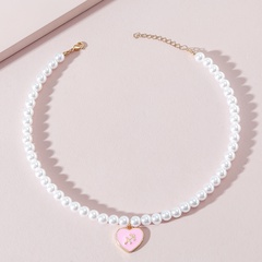 collier en alliage de perles pendentif en forme de coeur simple goutte