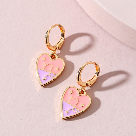 fashion geometric heart-shaped oil dripping constellation alloy earrings's discount tags