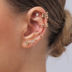 fashion stacking ear clip unilateral alloy diamond earrings set