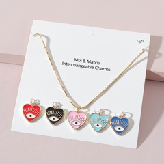 fashion simple heart-shaped drop Oil devil's eye alloy necklace