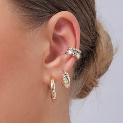 simple unilateral asymmetric stacking alloy diamond ear clip set