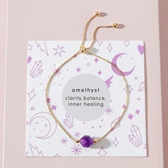 simple amethyst beads stone adjustable bracelet
