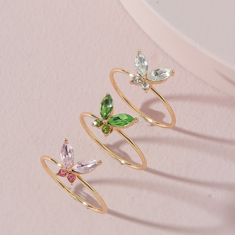 Conjunto de anillo de aleación de mariposa de vidrieras de joyería de moda's discount tags
