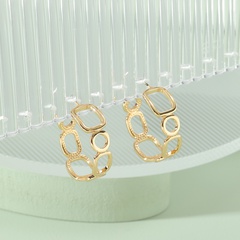 fashion simple geometric hollow alloy hoop earrings