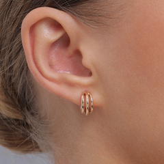 Boucles d'oreilles créoles géométriques en alliage creux multicouches à la mode
