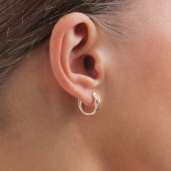 fashion alloy cross geometric simple hoop earrings