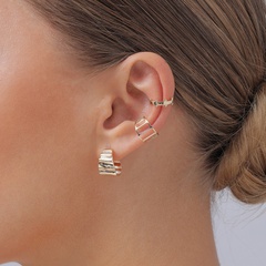 fashion pleated hollow simple alloy hoop earrings