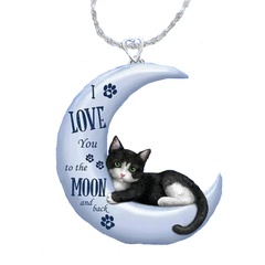 Fashion Cute Moon Little Black Cat Acrylic Necklace