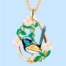 fashion retro blue bird drop oil pendant alloy necklacepicture6