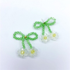fashion woven beaded flowers handmade creative crystal earrings