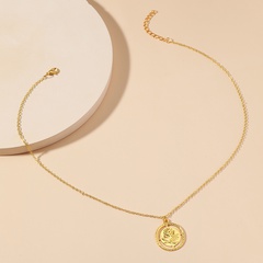 fashion hollow embossed gold coin pendant alloy necklace
