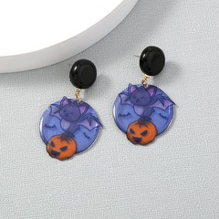 Halloween pumpkin bat ghost soft round resin earrings