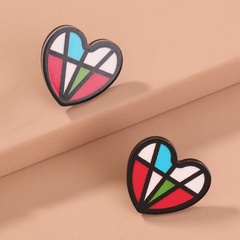 simple color stitching resin heart-shaped stud earrings