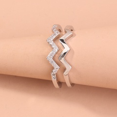Fashion creative wave double layer diamond copper ring