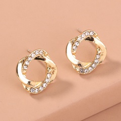 simple cross winding small diamonds new alloy hoop earrings