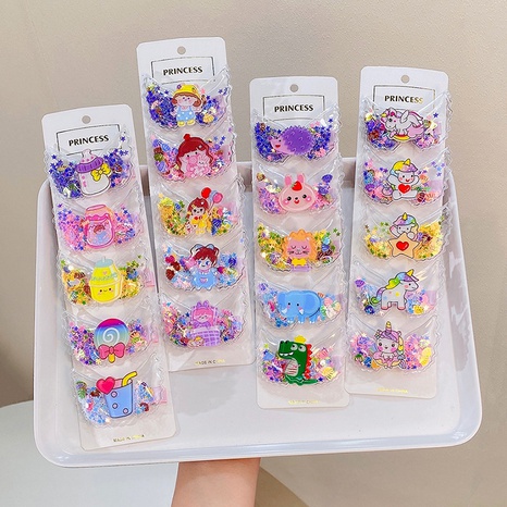 cute cartoon unicorn animal children's hairpin set's discount tags