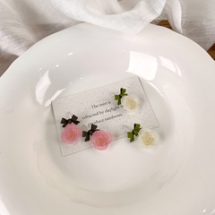 Korean paint bow camellia pendant earrings