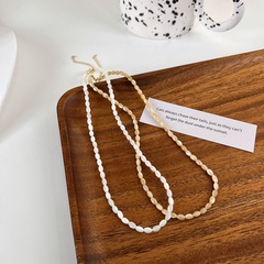 retro simple beaded irregular pearl geometric necklace
