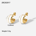 new fashion 14K gold stainless steel double layer white oil drop mini earringspicture12