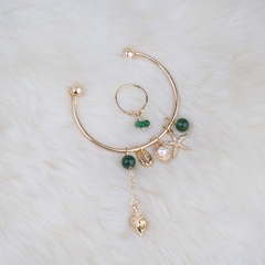 fashion shell pearl turquoise pendant open bracelet ring set