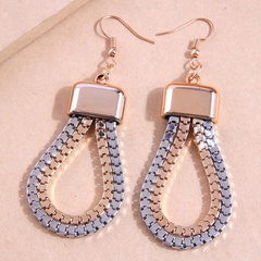 fashion simple hollow double-layer metal chain pendant earrings