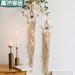 Tapiz de algodón simple tejido a mano estrella decoración colgante para sala de estar