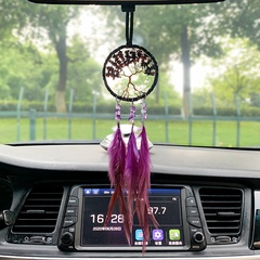 Colgante de coche árbol de la vida púrpura pluma coche colgante atrapasueños decoración
